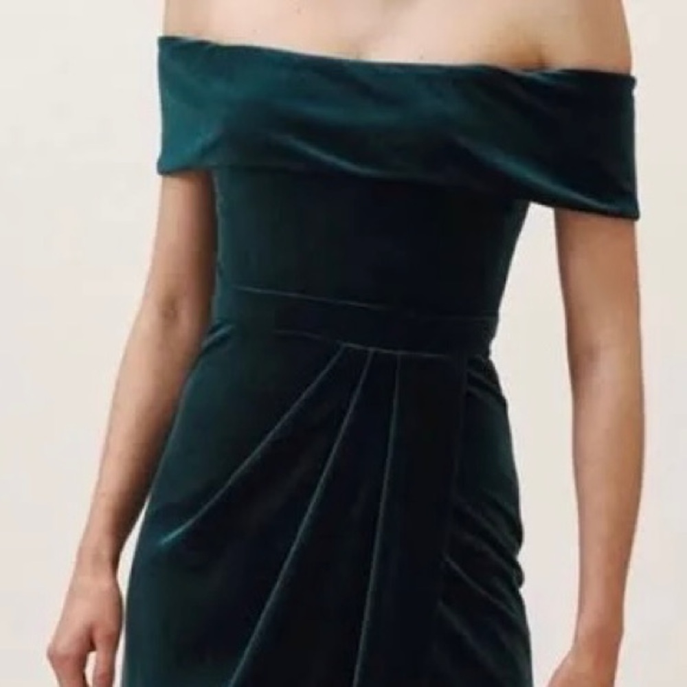 Anthropologie BHLDN Edison Velvet Dress in Emerald Green